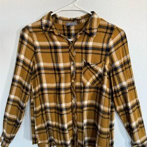 BE COOL Mustard and Black Plaid Shirt